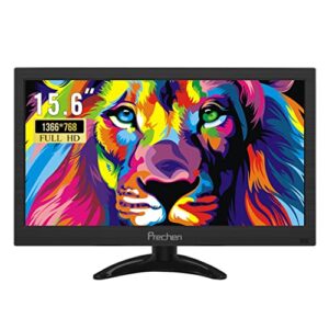 Prechen 15.6 inch Small PC Monitor HDMI Monitor 1366x768 LED Monitor Support HDMI VGA AV BNC USB Intput