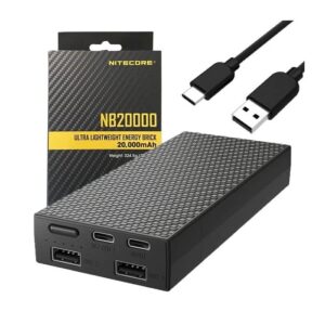 Nitecore NB20000 Ultra Lightweight and Slim Quick Charge Multi Port USB C Power Bank 20