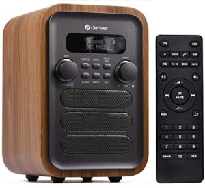 Denver DAB-48 Bluetooth DAB Radio With Remote Control - DAB/DAB+ Digital Radio Mains Powered – DAB Bluetooth Radio Speaker – DAB Alarm Clock – Grey With Large Remote Control