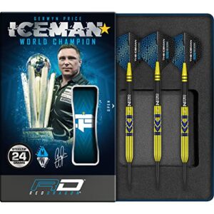 RED DRAGON Gerwyn Iceman Price Avalanche Pro Gold Premium Tungsten Darts Set with Flights and Stems
