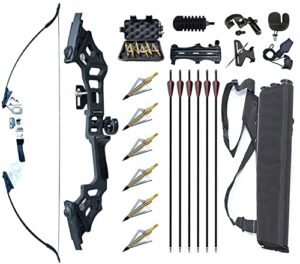 Monleap Archery 51" Takedown Recurve Bow and Arrows Set for Adults Right Hand Longbow Kit Metal Riser for Beginner Shooting Practice