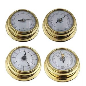 FUZYXIH 4 Pcs Boat Thermometer Hygrometer Barometer Watch Clock Set for Ships
