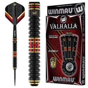 WINMAU Valhalla 26 Gram Professional Steeltip Tungsten Darts Set with Flights and Stems (Shafts)