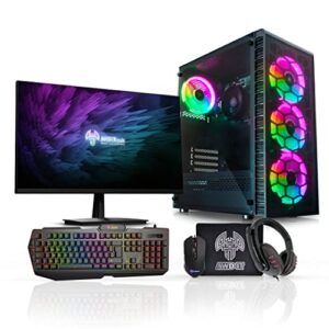 AWD-IT Gaming PC Package: AMD Ryzen 5 5600G 4.4GHz | B450M | 16GB 3200MHz | 240GB SSD + 1TB HDD | WiFi | Windows 11 | RGB Gaming Case | Keyboard