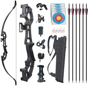 Monleap Archery Recurve Bow and Arrows Set for Adults Metal Riser 51" Longbow Kit Right Hand Straight Bow for Beginner Outdoor Hunting Shooting Practice