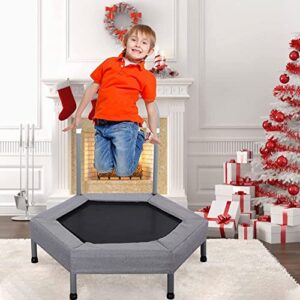 Trampoline Kids Mini Trampoline Rebounder with Handrail & Foam Handle Durable Children Mini Trampoline