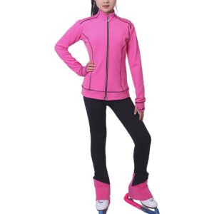 Girls Womens Figure Skating Jacket with Trousers for Training Long Pant Ice Skating Warm Gymnastics Wear(Size:M