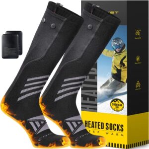 Heated Socks for Men Women Rechargeable Heating Socks with Pair of 7.4V 3000mAh Battery Electric Thermal Foot Warmer for Winter Sports Skiing…