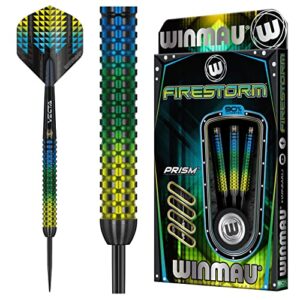 WINMAU Firestorm 25 Gram Professional Steeltip Tungsten Darts Set with Flights and Stems (Shafts)