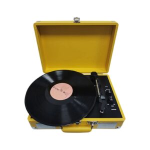 Vinyl Record Player Portable Suitcase Record Player With Built-in Speakers And Bluetooth Receiver 3-Speed Vintage Turntable Audio Sound Retro Record Player For Entertainment ( Color : Yellow )