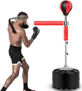 Adjustable Freestanding Wolfx Boxing Punch Bag and -Speedball-Spinning Bar All in One Height Adjustable Speed Ball for MMA Training Sparring Partne
