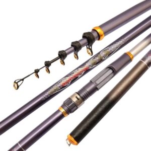 Fishing Rods Carbon Fiber Superhard Telescopic Fishing Rod Strong Portable Spinning Fishing Rod Travel Sea Boat Rock Fishing Rod Sea Salt Water Fresh Water Fishing Rod (Color : Single fishing rod