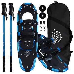Tuxedo Sailor Lightweight aluminium snow shoes with trekking poles and carry bag