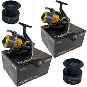2 Lidsters 7 + 1 BB TIGER 8700 FIXED LARGE SEA FISHING BEACH PIER REEL 30LB LINE