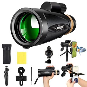 30X60 Monocular Telescope with Smartphone Holder Tripod Waterproof Compact HD Binoculars Scope Pocket Telescope for Adults Bird Watching Travelling Hunting Hiking Conce