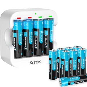 12-Pack 1.5V Rechargeable Lithium AA Batteries-Full Recharged with Fast Charger