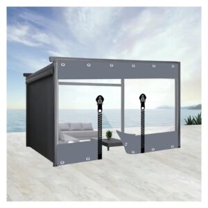 LDWLBYYD Outdoor Waterproof Curtains 0.5mm Vinyl Curtains Transparent Tarpaulin Side Panels With Zipper Door for Porch