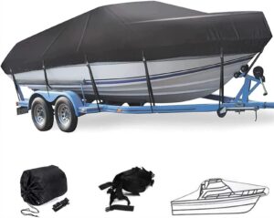 AOXGCOV Boat Cover Waterproof Oxford Fabric UV Resistant Console Boat Cover