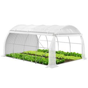 VOUNOT Large Polytunnel Greenhouse Gardening Walk In Grow House with Roll-up Side Walls