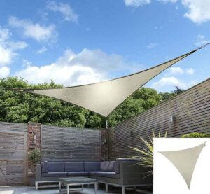 Kookaburra Waterproof Garden Sun Shade Sail Canopy with Fixing Kit in Ivory 98% UV Block (Triangle