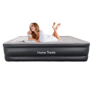Home Treats Air Bed Double With Built in Pump | Electric Pump Quick Self Inflating Air Bed With Pillow | Inflatable Bed For Adults Camping or Home Guest Bed Air Mattress King Size(King Size)