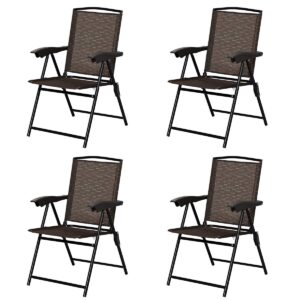 COSTWAY Set of 4 Folding Patio Chairs