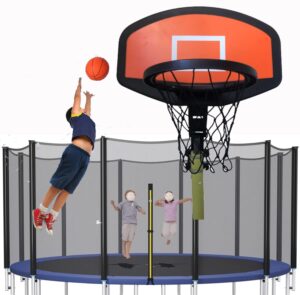 Bias&Belief Basketball Hoop for Trampoline Straight Rod Bending Rod Universal Trampoline Hoop For Most Trampolines Indoor Outdoor Sport Toys Trampoline Hoop Basketball Attachme