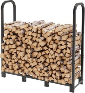 unho Log Storage Firewood Stand: Indoor Log Rack Outdoor Firewood Racks Outdoor Heavy Duty Metal Log Holder for Living Room Patio Garde