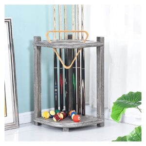 BNEZZ Billiard Cue Rack Grey Corner Pool Stick Holder Floor Standing 10 Cues Portable Wood Billiard Cue Holder Retro Pool Cue Racks & Holders Creative Gif