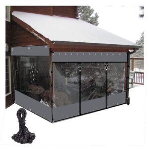 Aoisavch Porch Curtains Patio Enclosure with Zipped Door and 10 elastic cords
