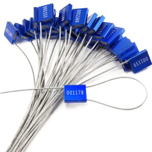 Security Seals Cable Seals Security Cable Ties Cable Tags Metal Tag Seals Aluminium Alloy Wire Cable Seals(100pcs X Blue)