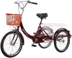 Comfort Three-Wheeled Bicycles for Seniors Adult Tricycles Cargo 1 Speed Freight Trikes 20 Inch 3 Wheel Bikes for Adults with Large Basket for Recreation Shopping Picnics Exercise