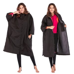 KEYUSHOP Unisex Adult Changing Robe with Thicken Microfiber Waterproof Windproof Oversized Coat Towel Robe Hooded Towel Surf Poncho with Hood Stay Warm and Dry For Watersports