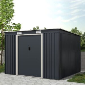 Charles Bentley Metal Galvanised Steel Shed 8.6ft x 8f
