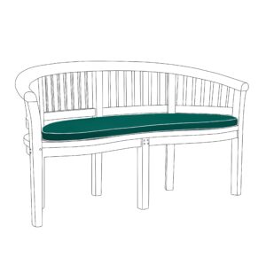 Gardenista Garden Curved Banana Bench Seat Pad | Luxury Outdoor Water Resistant Cushion | Soft Durable Foam Filling | Patio Pads With Secure Ties | 140x48 (Green)