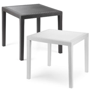 Square Garden Plastic Patio Dining Whether Proof Table Indoor Outdoors Furniture (Anthracite)