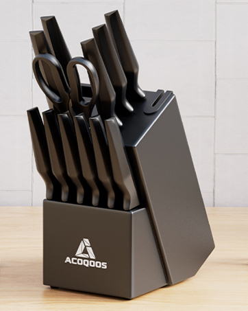 Knife Set with Block, 8 Pieces Kitchen Knives Sets with German High Carbon Stainless Steel and Pa...