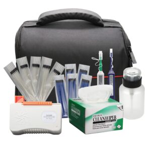Fiber Optic Cleaning Kit FTTH Fiber Cleaner Tools Set with 1.25mm / 2.5mm One Click Cleaner Pens and Cleaning Sticks Wipes for Cleaning FC SC ST LC MU Connectors