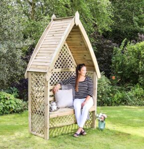 Parcel in the Attic Huelva Garden Arbour Seat Pergola Trellis Wood Arch Bench Corner Storage Patio Furniture - 10 year warranty against rot (z4-arbour-Ch)