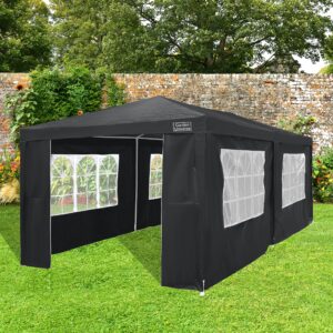 Gazebo by Garden Universe 3m x 6m in Black Steel Frame Marquee Canopy Party Tent GAZ04-Black (We do not ship to CI or IOW.)