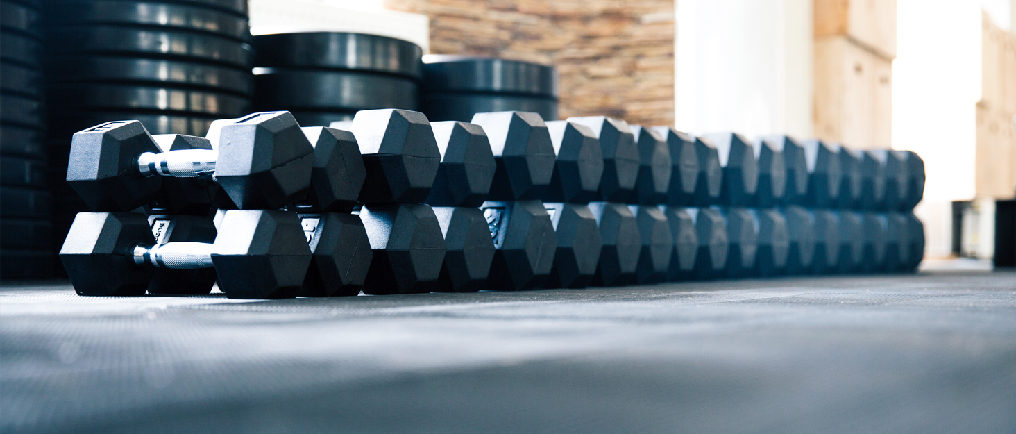 rubber poly hex dumbbells