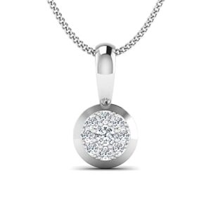 Godin London Certified 100% Natural Solid Sphere Diamond 0.09ct.Necklace in 9ct. White Gold with Chain 46 cm