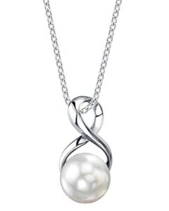 Real Pearl Pendant Necklace for Women with Genuine AAAA Quality White Freshwater Cultured Pearl with Infinity Design | 14K Gold Plated 925 Sterling Silver Necklace for Women - THE PEARL SOURCE