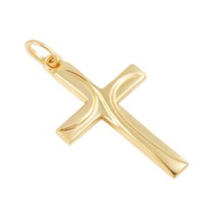 JULIETTE COLLECTION 14K Yellow Gold Rounded Edge Cross Religious Pendant/Charm for Men and Wome