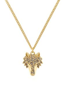 All We Are Lupa Crystal Wolf Pendant - Gold or Silver Tone Options