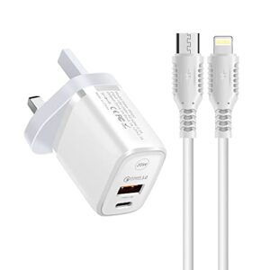 Xawy Phone Fast Charger 20W USB C Wall Charger with White 1M USB C to Charging Cable Fast USB-C PD Charger Compatible with Phone 13 12 Pro SE XR XS Max X 8 Plus iPad Pro iPad Air (White)