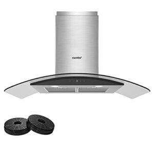 COMFEE' 90cm Canopy Cooker Hood Class A++ 90V33-90 with LED Light and Recirculating & Ducting System