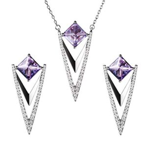 Franki Baker Art Deco Style Amethyst & Diamond CZ Earring & Pendant Se