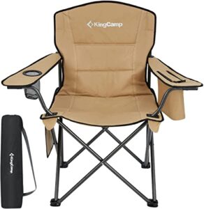 KingCamp Camping Chair with Cooler Bag and Cup Holder Camping Chairs for Adults Folding Chairs Outdoor for Garden Picnic Hiking Indoor 300LBS Capacity