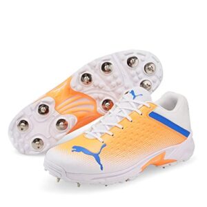 PUMA Mens Spike 22.2 Cricket Shoes Spikes White/Blue/Neon 8.5 (42.5)